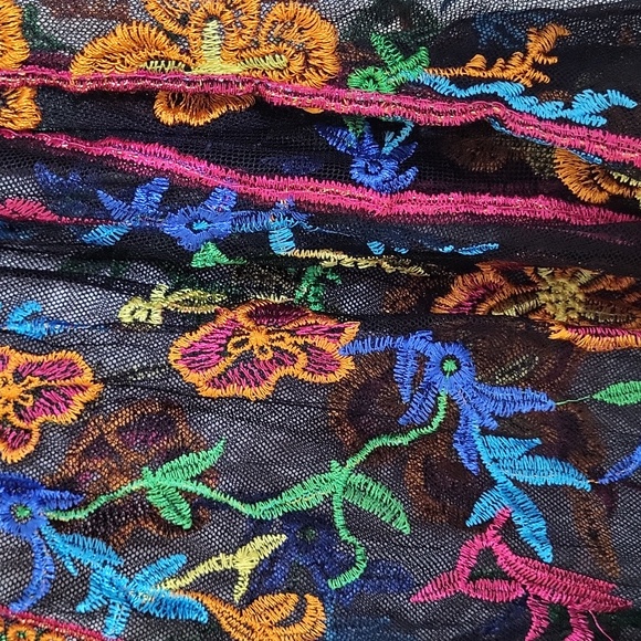 Colorful Embroidered Sheer Kimono - Picture 2 of 7
